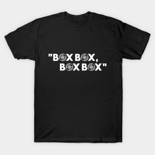 Box Box Box Box White F1 Design T-Shirt